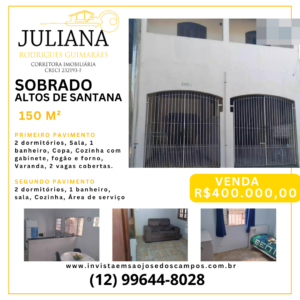 SOBRADO À VENDA – ALTOS DE SANTANA | ZONA NORTE